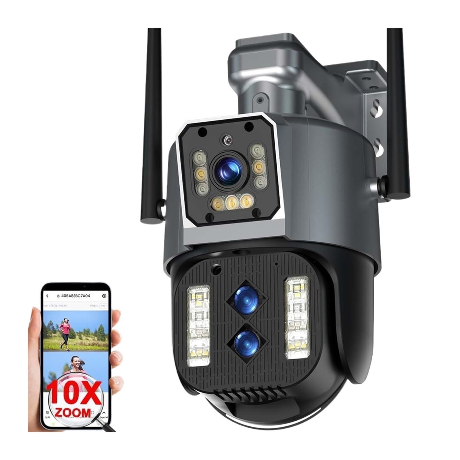 Zewnętrzna bezprzewodowa kamera bezpieczeństwa 5K HD kamera IP 10-krotny zoom AI śledzenie trzy obiektywy kamera PTZ CCTV inteligentny domowy nadzór wideo(5K Camera No Card)