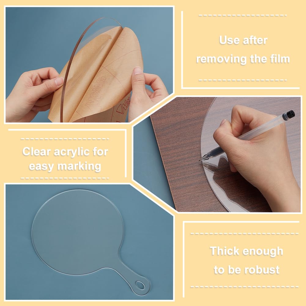 INFUNLY Pizza Router Template for 9-inch Pizza Acrylic Pizza Board Template Pizza Board Handle Template Clear Cutting Router Template Tracing Stencil Guide Tools for Kitchen Woodworking 9.61"×11.81" - Image 3