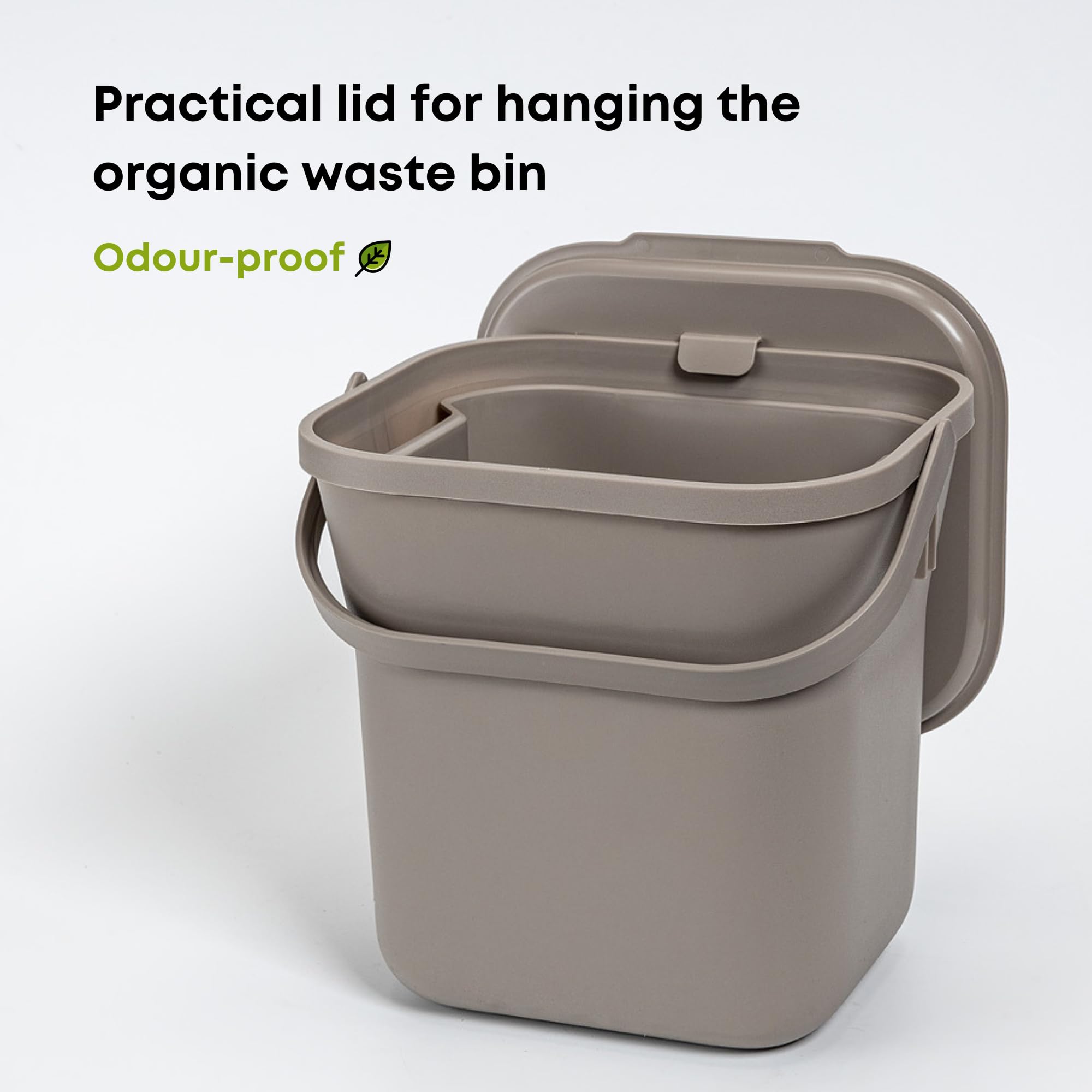 Urbalive Design kosz na śmieci ekologiczne, do kuchni, 8 l, z wyjmowanym sitkiem, kosz na kompost z pokrywką, mały kosz na śmieci na codzienne odpady organiczne, nadaje się do mycia w zmywarce, kolor