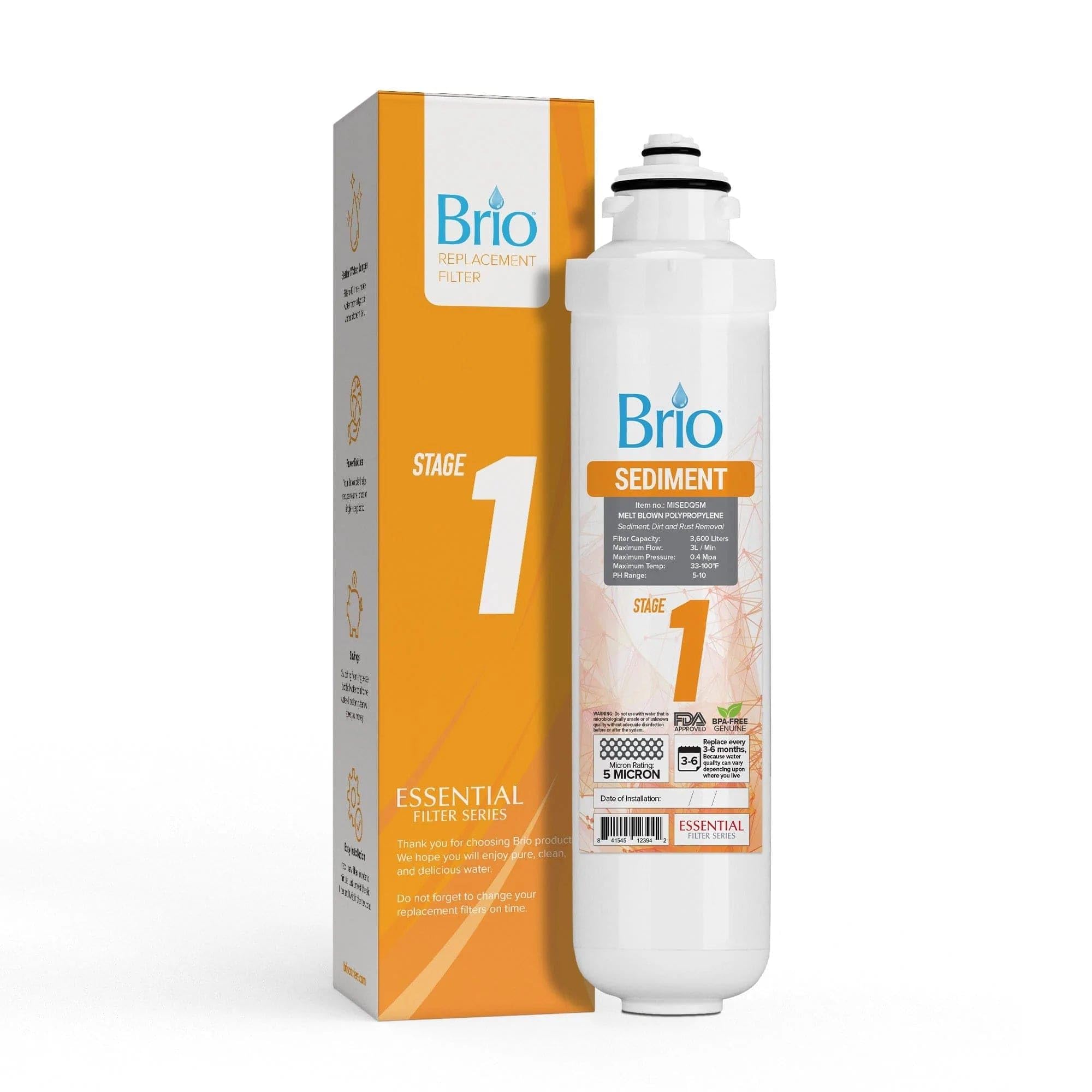 Brio Water Cooler Filter Replacement - Stage-1: Melt-Blown Polypropylene Sediment - for Brio model CLPOUROSC420RO