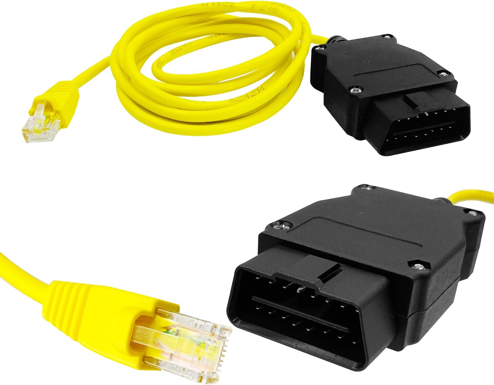 Ethernet to OBD Interface Cable Compatible with BMW Durable ENET 2N Coding F-Series Single Module Programming Modules Hiding ENET Data Line E-sys Icom Wire for OBDII Connector Tools, Yellow