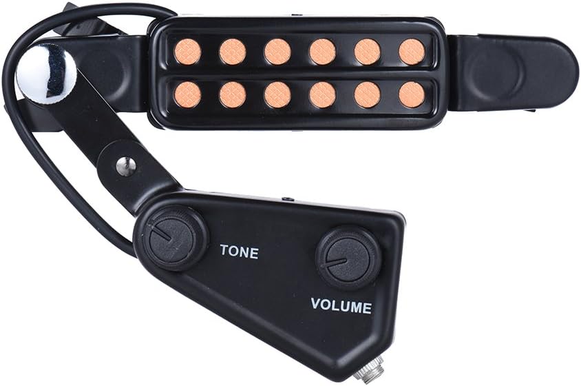 12-hole Acoustic Guitar Sound Hole Pickup Magnetic Transducer with Tone Volume Controller Audio Cable