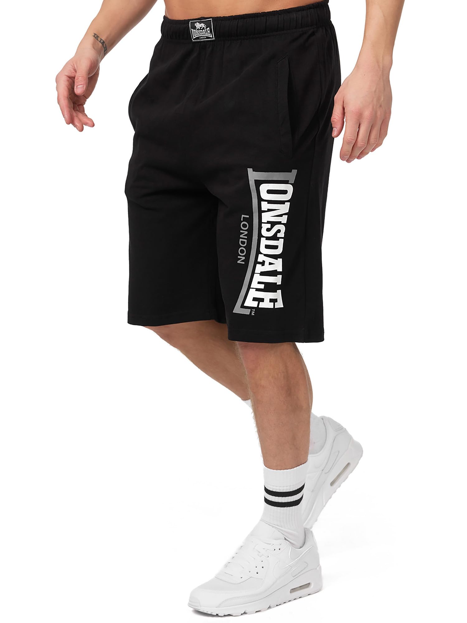 Lonsdale Men's Logo Jam - Bermudas - Black (schwarz), XX-Large (Manufacturer size: XXL)