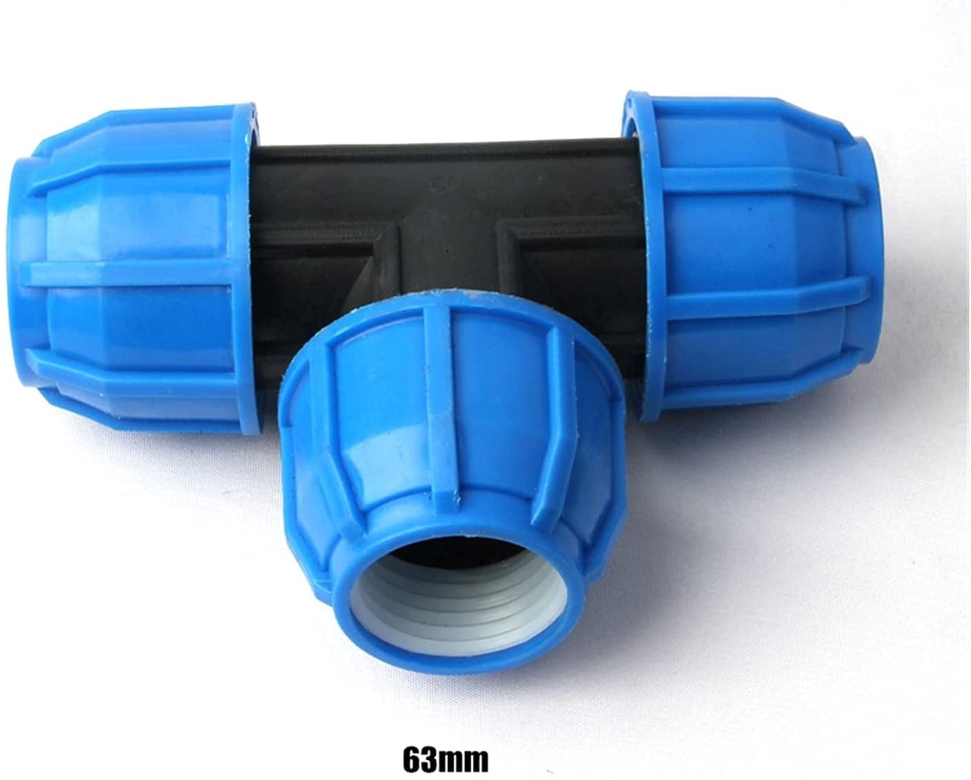 Conector de manguera Accesorios de tubería, Conector de manguera de jardín 1 50 mm 63 mm PE Conector en T for sistema de riego de invernadero agrícola Conector de tubería de agua de jardín Conector de
