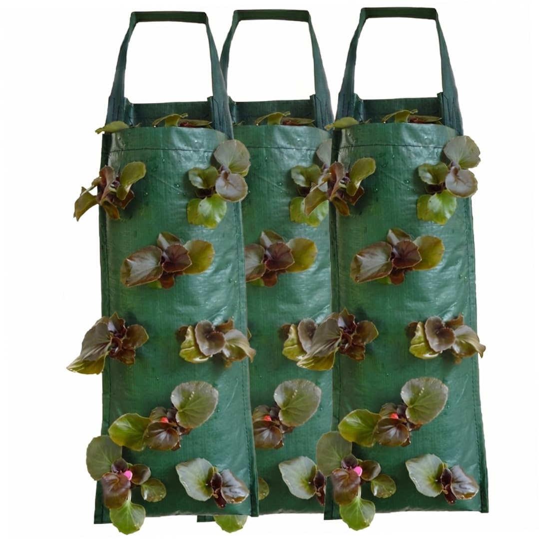 Neptuiby Hanging Strawberry Planter, Vertical Upside Down Planter 8-pocket Strawberry Grow Bags for Small Spaces.