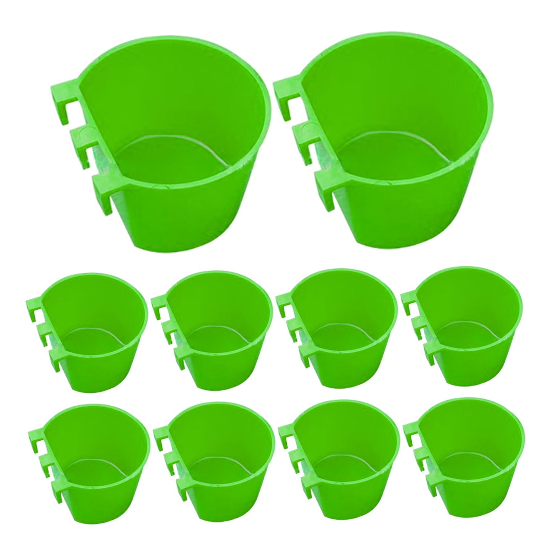 Green Chicken Water Cups 10 Pack 8 oz, Hanging Bird Feeder for Cage with Hook for Poultry