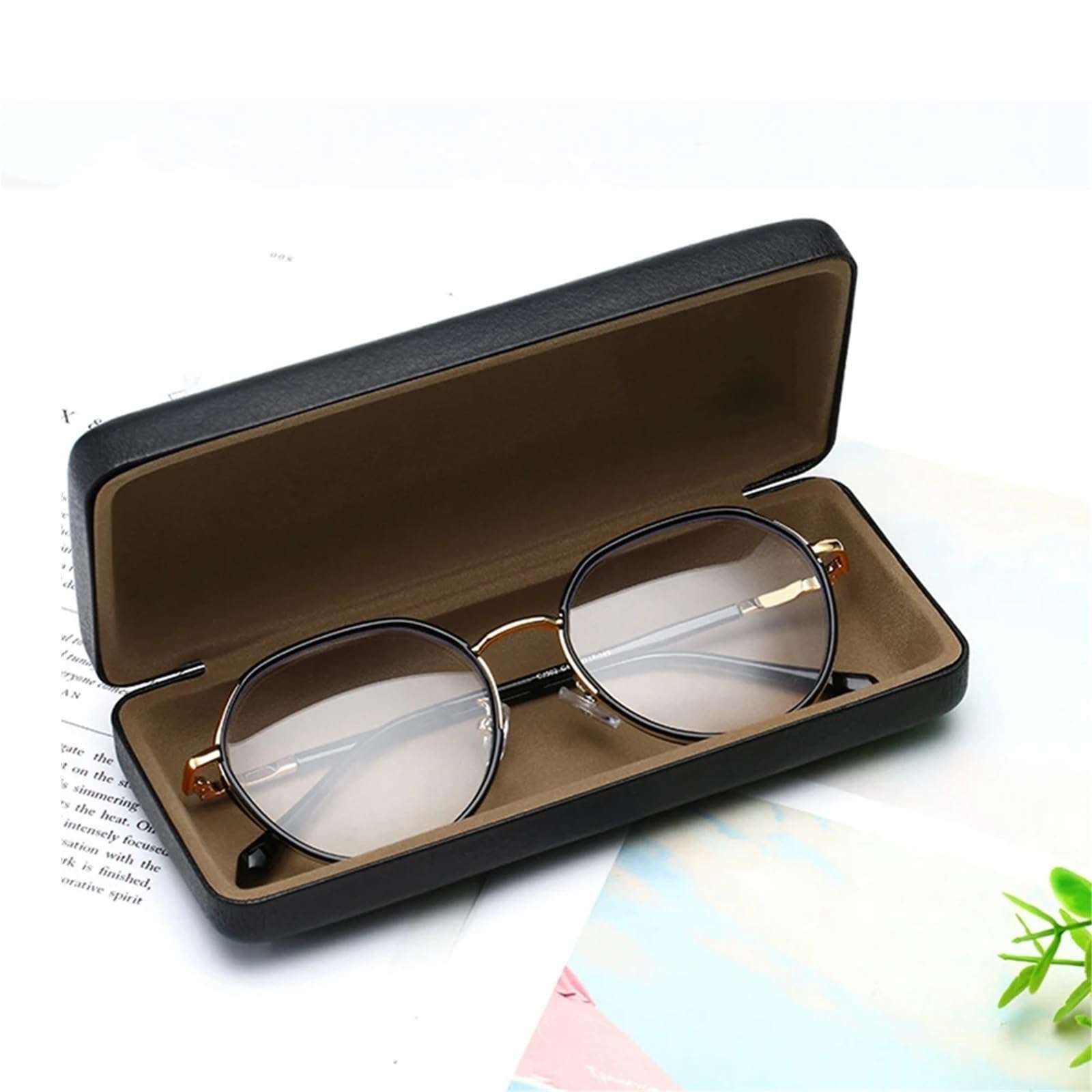 Custodia Per Occhiali 2 pezzi semplici occhiali in pelle PU custodia for occhiali da sole portatili quadrati in metallo donna uomo scatola di immagazzinaggio for occhiali resistente allo stress
