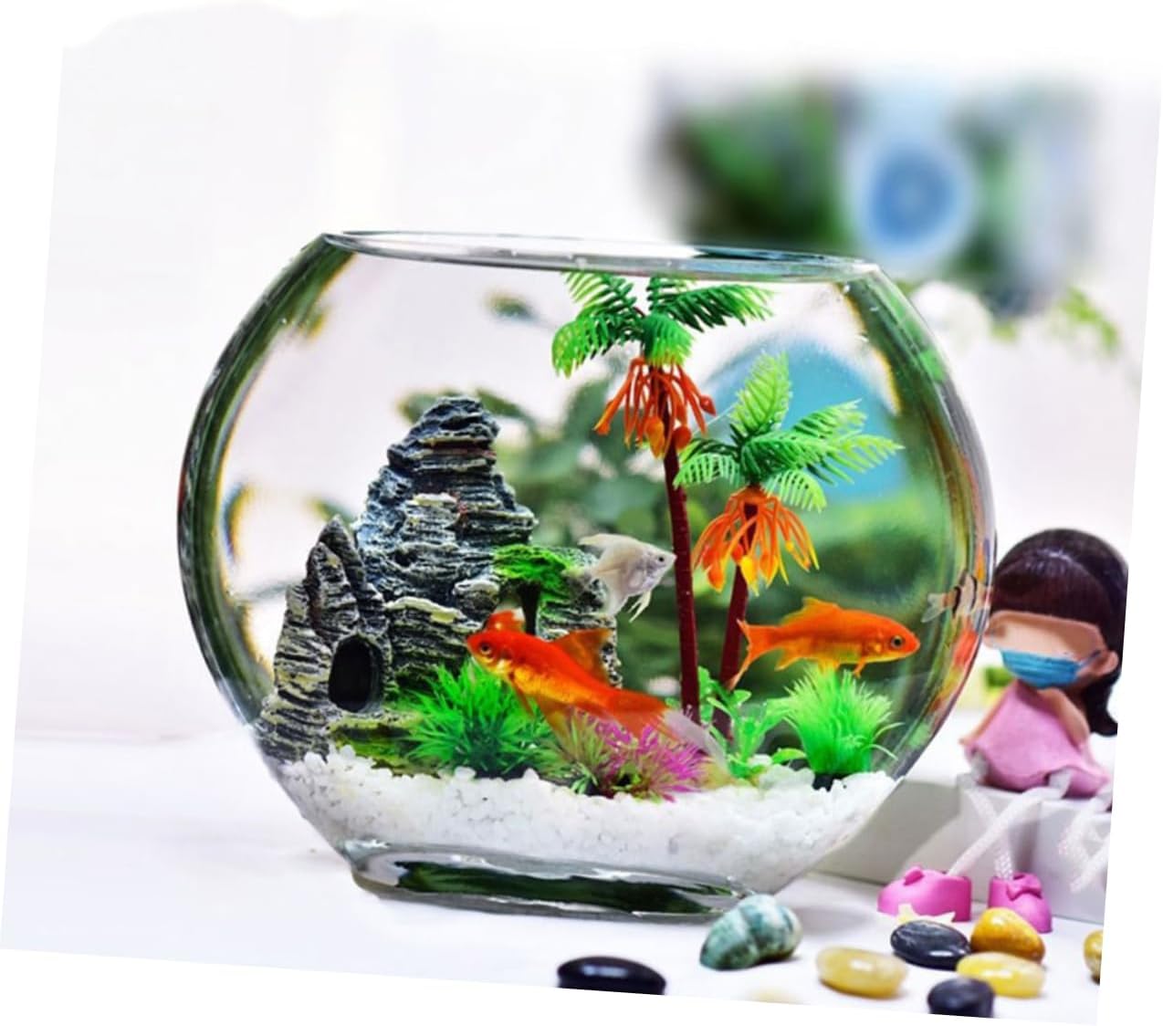 Kisangel Transparent Glass Fish Bowl Planter Terrarium for Succulents and Aquatic Plants Thickened Tabletop Aquarium Bottle for Home Office Decor Micro Landscape Display with View
