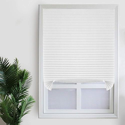 Persianas temporales opacas, sin cable, filtro de luz, pantalla de tela inalámbrica para ventanas, paquete de cortinas de tela plisada, persianas