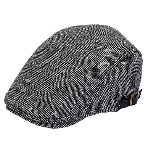 Mongous Mens Scally Cap Wool Blend Herringbone Tweed Newsboy Beret Hats