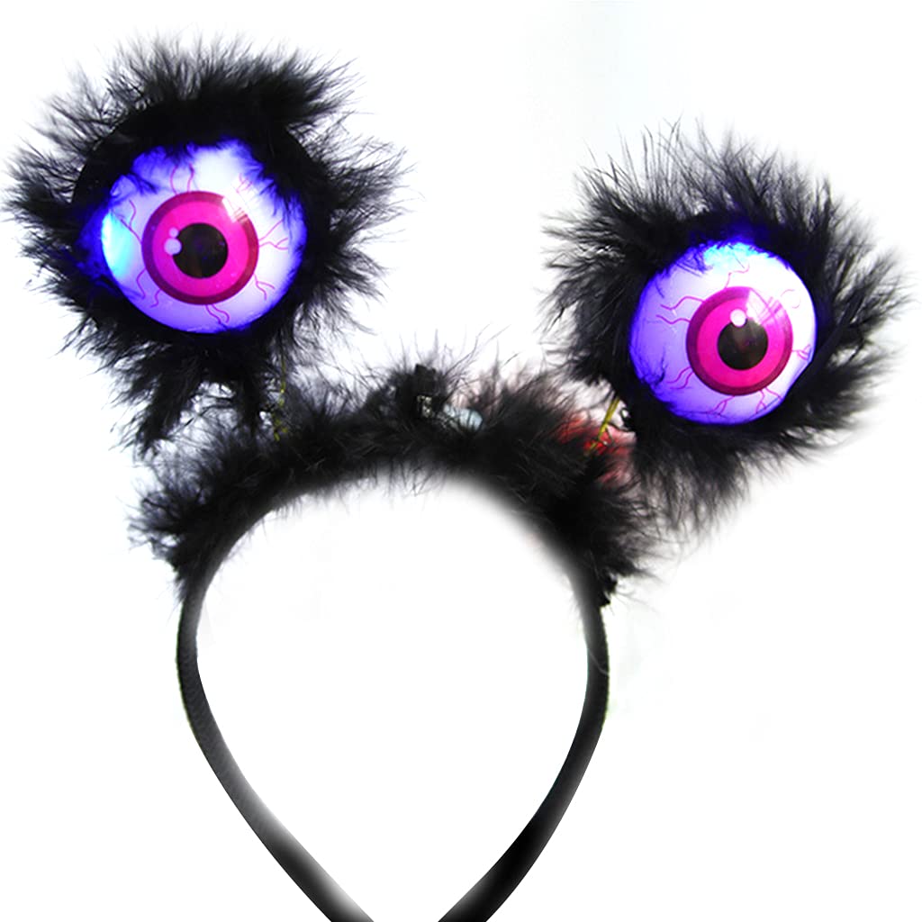 Yanwuwa C Stylish Led Glowing Headband Scary Eyes Bats Led Head Bands Halloween Hair Bands Party Props Osplay Decor Headbands