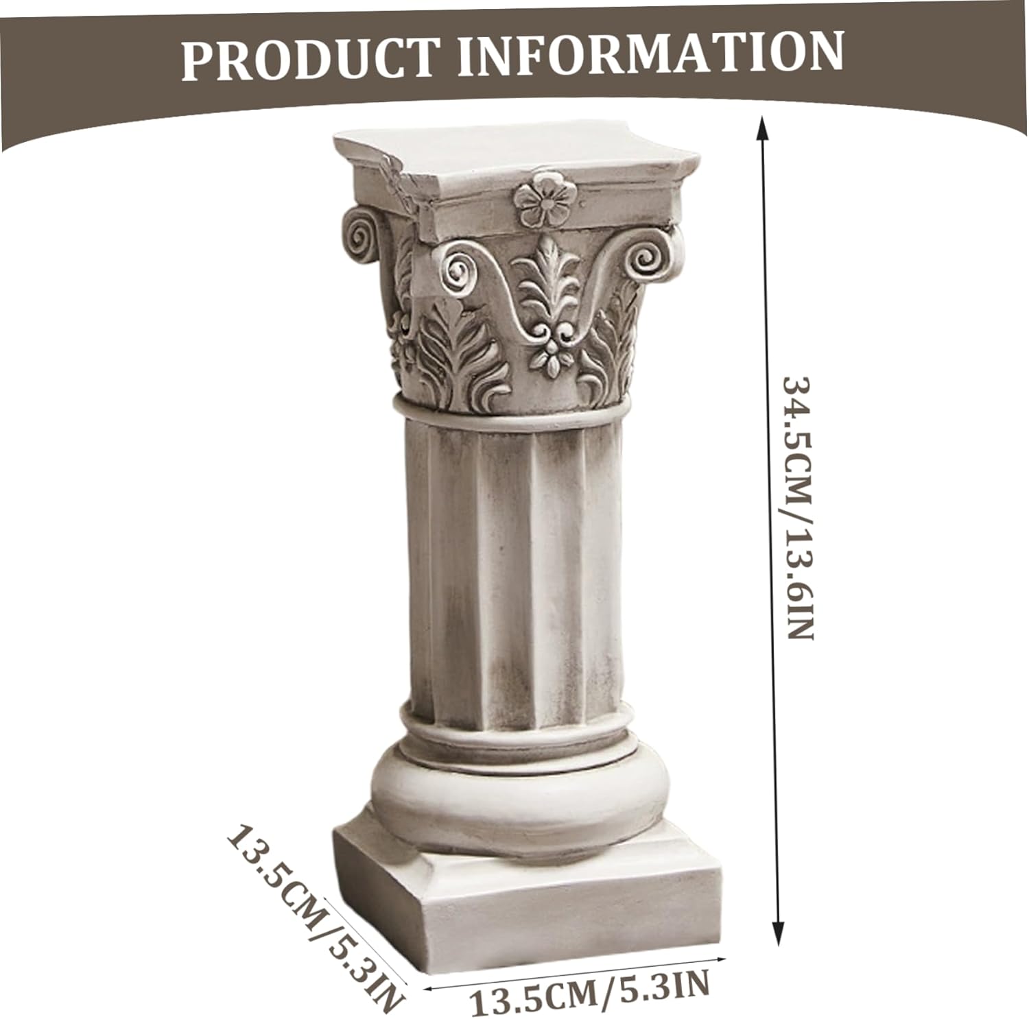 Roman Column Resin Decor 13.6 Inch, Classic White Pedestal for Home Display, Roman Style Pillar Sculpture Large, Decoraciones interiores