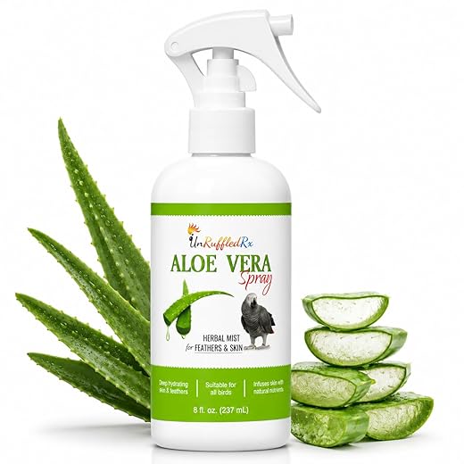 UnRuffledRx Aloe Vera Bird Spray for Parrots | Gentle Daily Support for Itchy Skin, Scratching, Dry Feathers & Feather Comfort | Fragrance Free & Safe if Preened, 8 oz