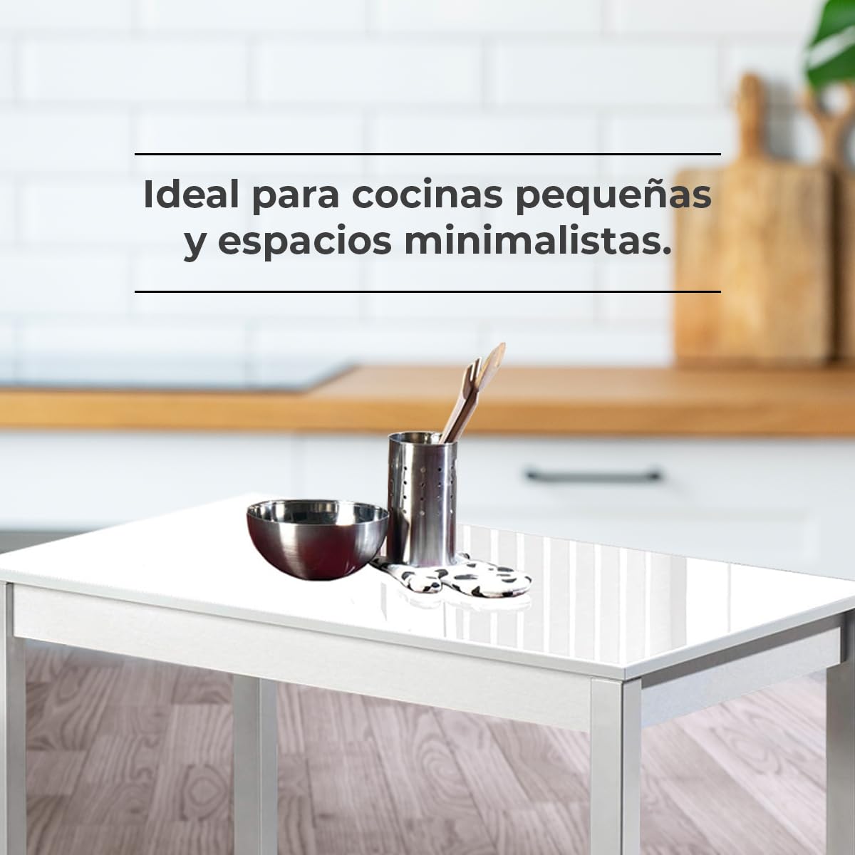 ASTIMESA Mesa de Cocina, Metal, Blanco, 90x50cm, Mesa Fija 90x50 Blanco