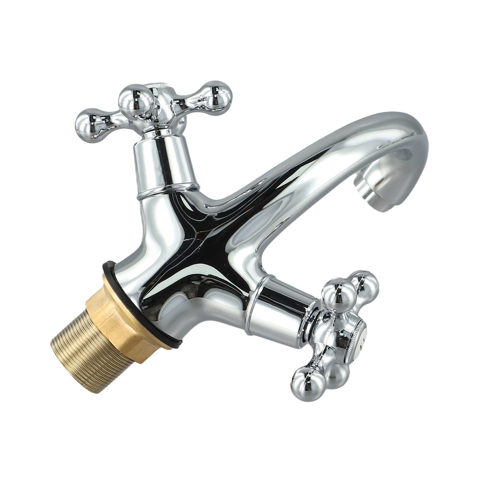 FUBESK Grifo de lavabo giratorio vintage de doble manija para baño para agua caliente y fría, grifo de latón con acabado cromado/dorado/bronce/negro