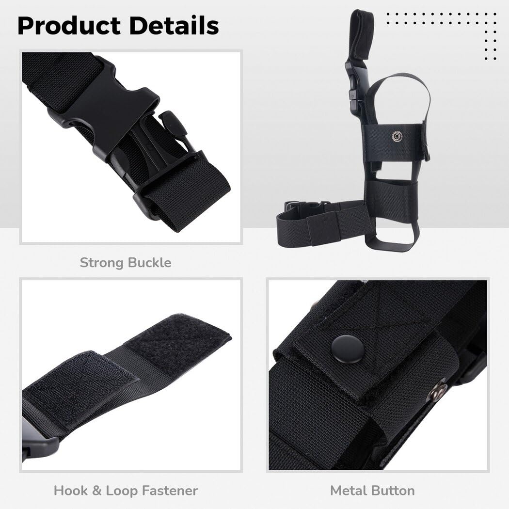 Funda Muslo Para Spray De Pimienta Kapmore | Ajustable | Nailon 600D | Compatible Con MK9, Sabre, Fox Labs | Correa Para Pierna | Uso Táctico Exterior