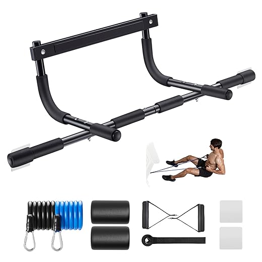 Ally Peaks Pull Up Bar for Doorway | Thickened Steel Max Limit 440 lbs Upper Body Fitness Workout Bar| Multi-Grip Strength for Doorway | Indoor Chin-Up Bar Fitness Trainer for Home Gym Portable