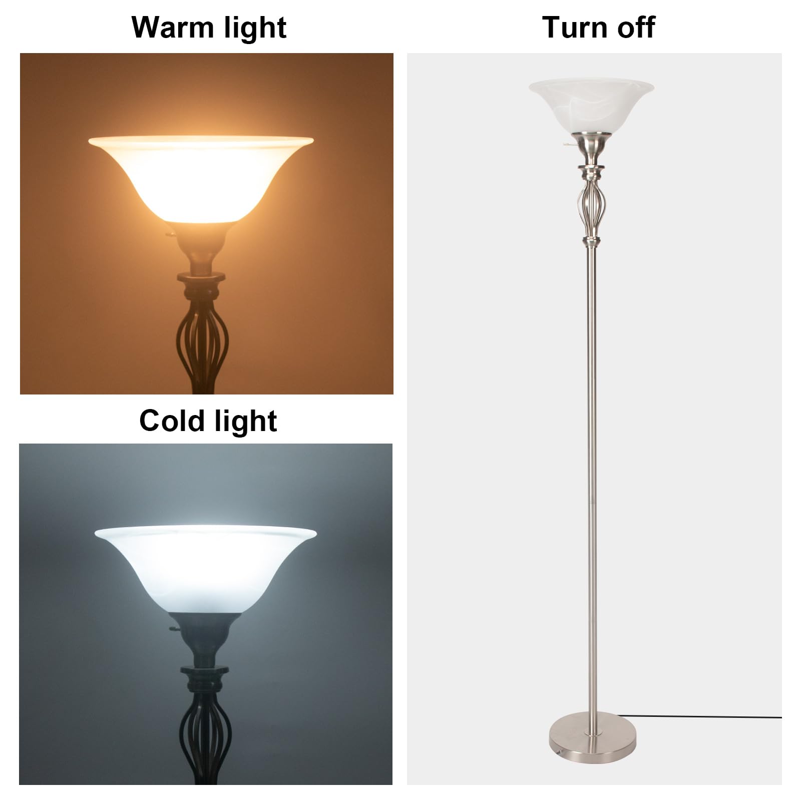 フロア スタンド ランプ Torchiere 照明 ハロゲンランプ トーチャー Torchiere Floor Lamp for Living Room, LED Standing Reading