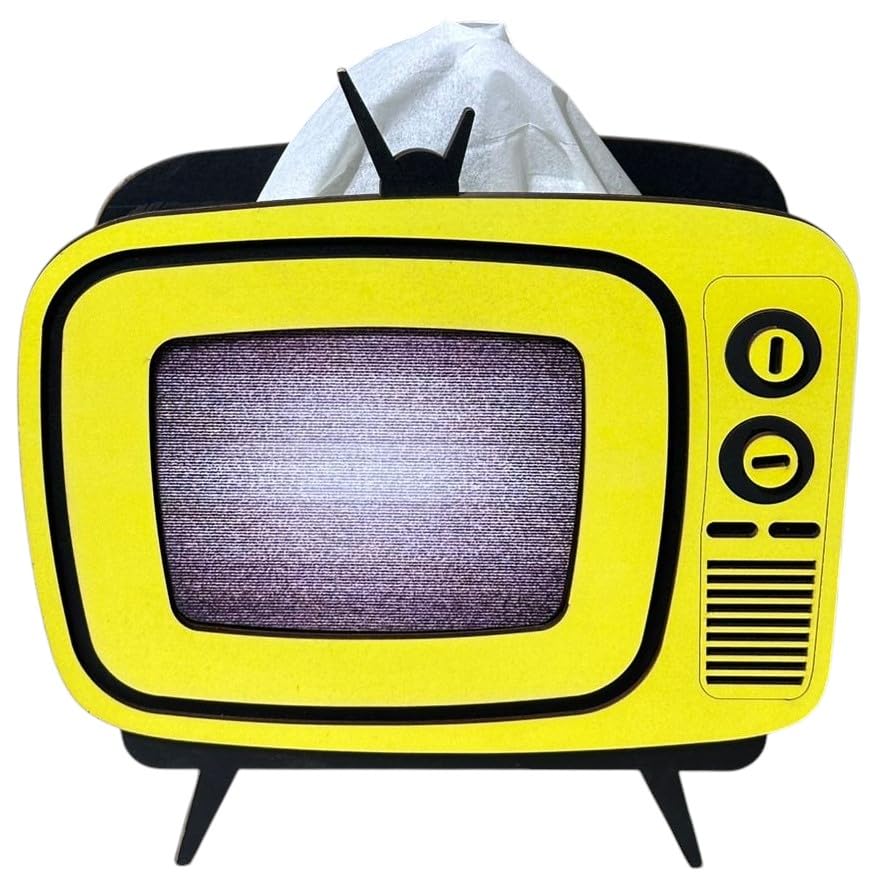 Image of Radio Wooden Tissue Box - Retro Tissue Holder for Home, Office & Car | Creative Wooden Napkin Dispenser | Decorative Tissue Case for Living Room & Bedroom (Retro TV Tissue Holder)