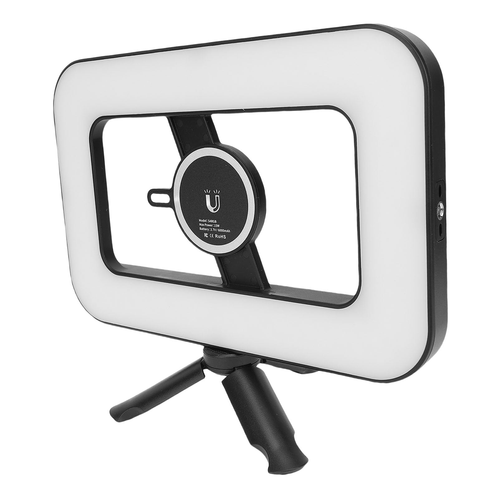 Equipo de Vídeo para Teléfono Inteligente con Luz, RGB 0-359° Amplio Rango de Color 2500-6500K Estabilizador Móvil de Luz LED Ajustable con Temperatura, con Batería de 6000 MAh