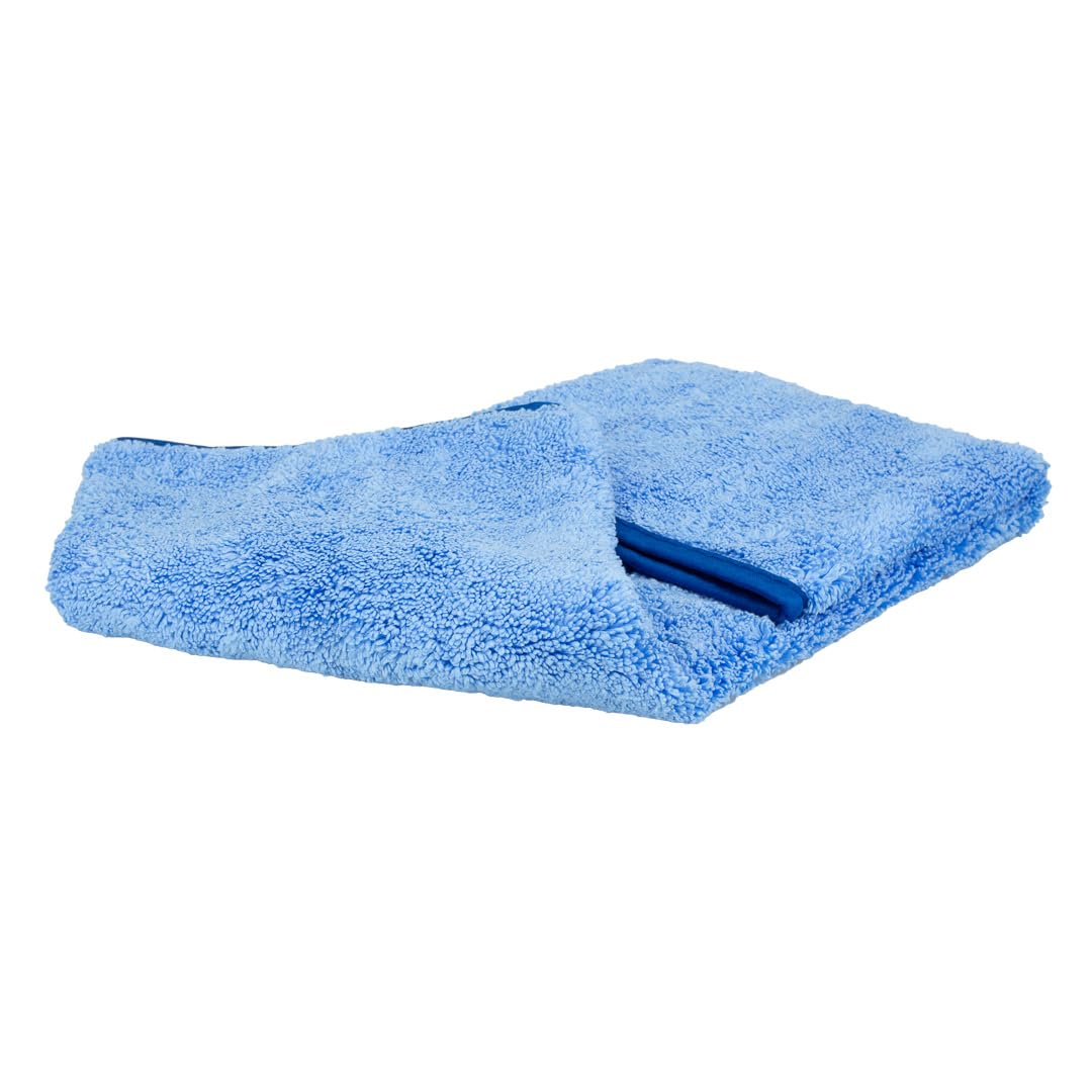 Maxshine 16”x16” Universal 380GSM Blue Zero Crazy Microfiber Towel Cleaning Cloth with Blue Silk Border - Ultra-Soft & Absorbent, Ideal for Car Detailing & Cleaning