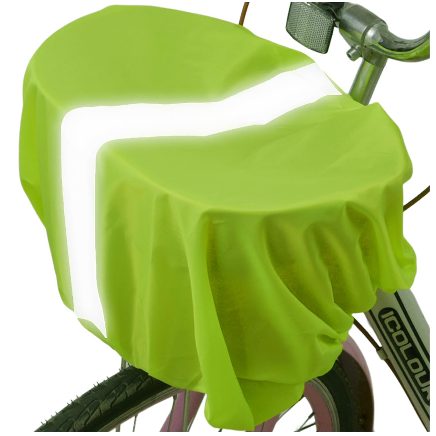 Housse De Pluie Imperméable 20L Pour Panier/sacoche De Vélo - Avec Bandes Réfléchissantes, élastique, Taffetas 190T (vert Vif)