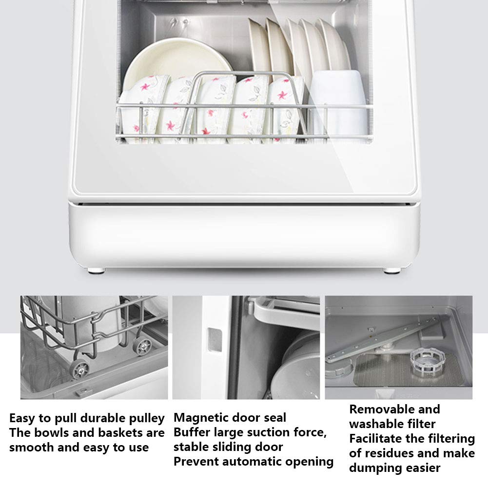 Lave-Vaisselle de Table Lave-Vaisselle Automatique ménager autoportant avec 6 Couverts, Affichage à LED de 5 programmes, Haute température de 75 ℃, 5