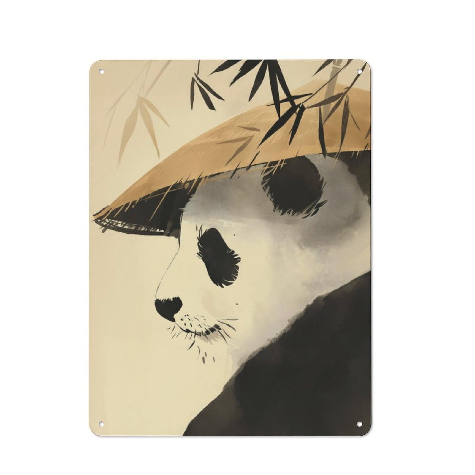 Junmoney Zen Bamboo Panda Bear Rustic Metal Sign 40X30cm Featuring For Garage Wall, Suited To Garage Decor Collectors