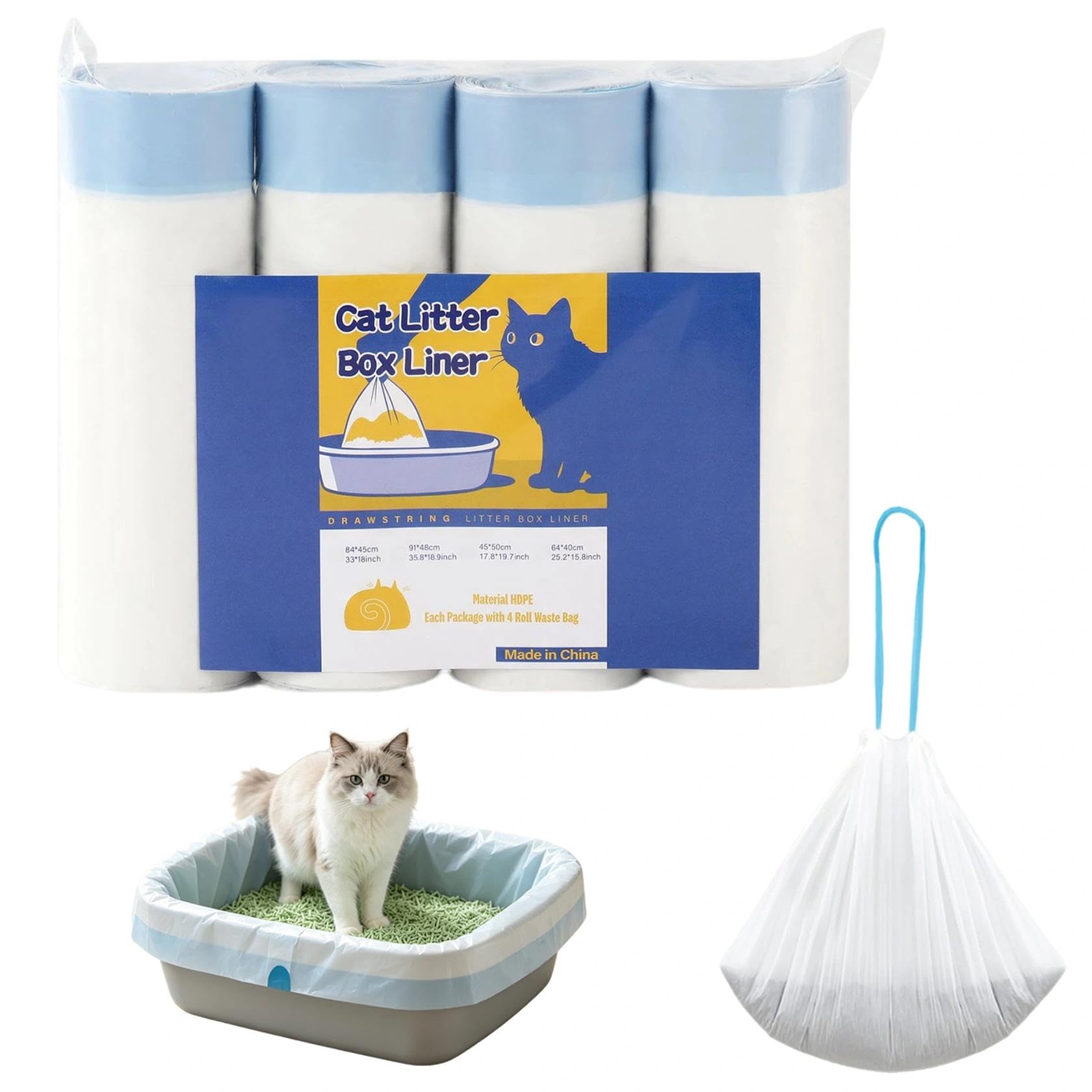 Katzentoiletteneinlagen, 80 Stück, 63,5 x 40,6 cm, M, mit Kordelzug