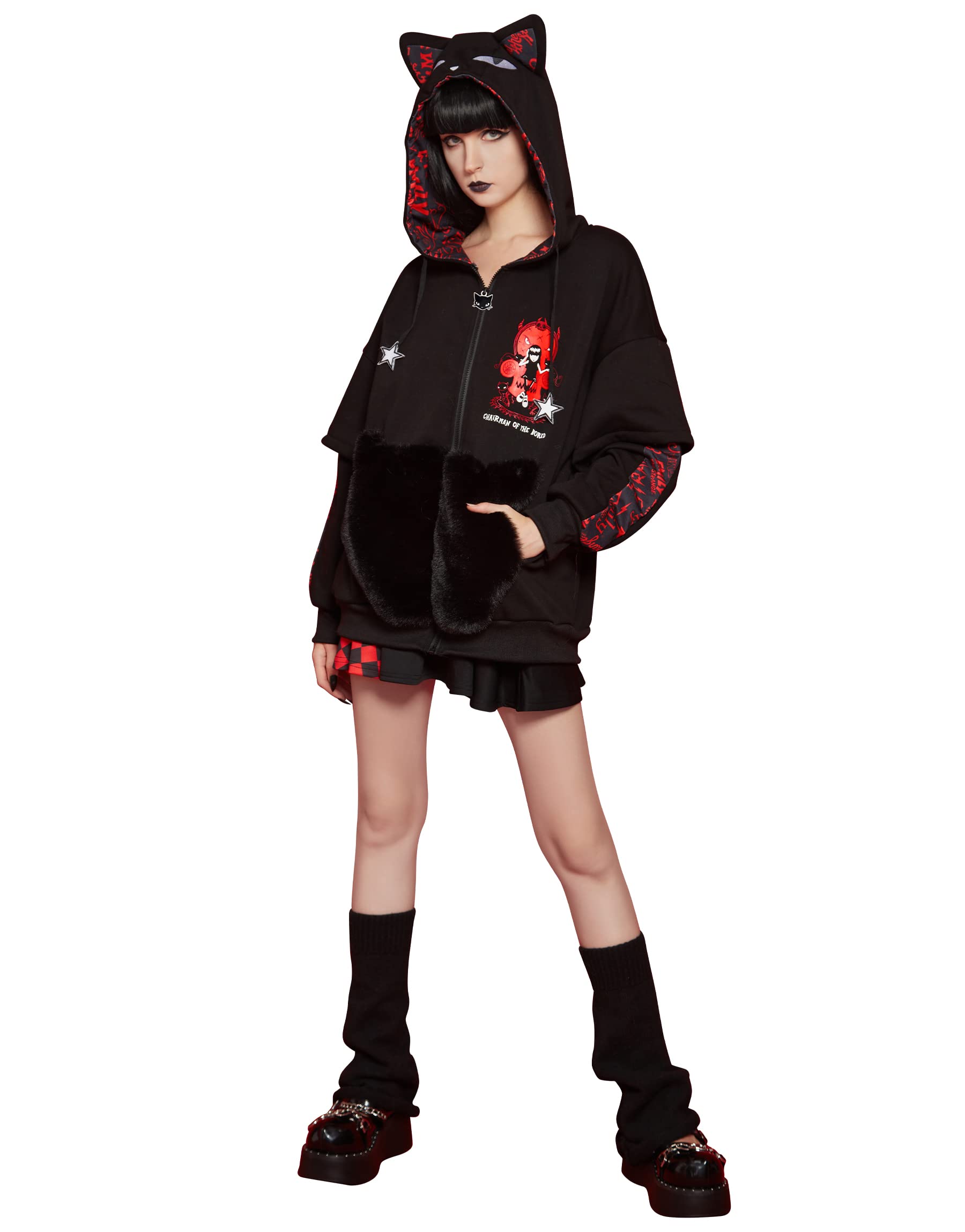 Emily Emily the Strange Women's Pullover Hoodie Sweatshirt with