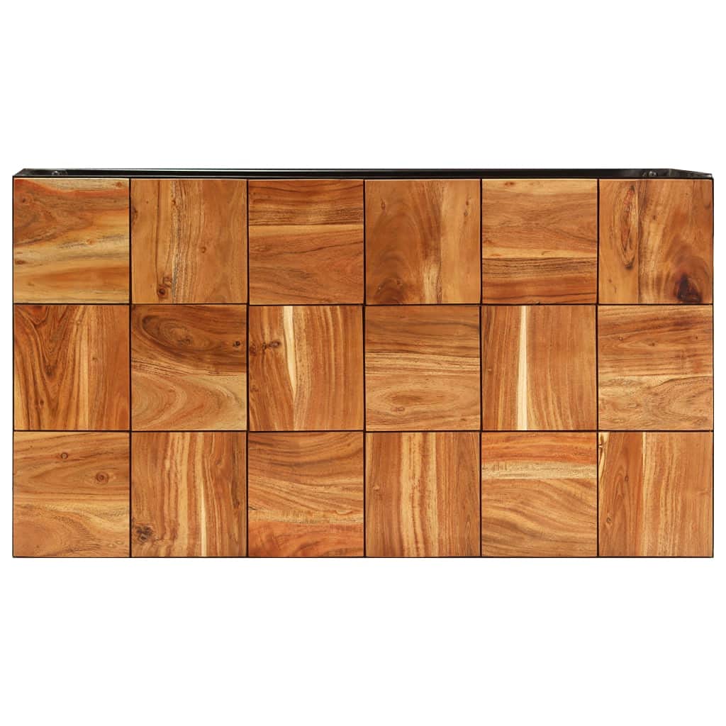 Couchtisch 110x60x40 cm Massivholz Akazie und Stahl, Wohnzimmertisch Beistelltisch Loungetisch mit Ablagefach, moderner Sofatisch im Industrial Design