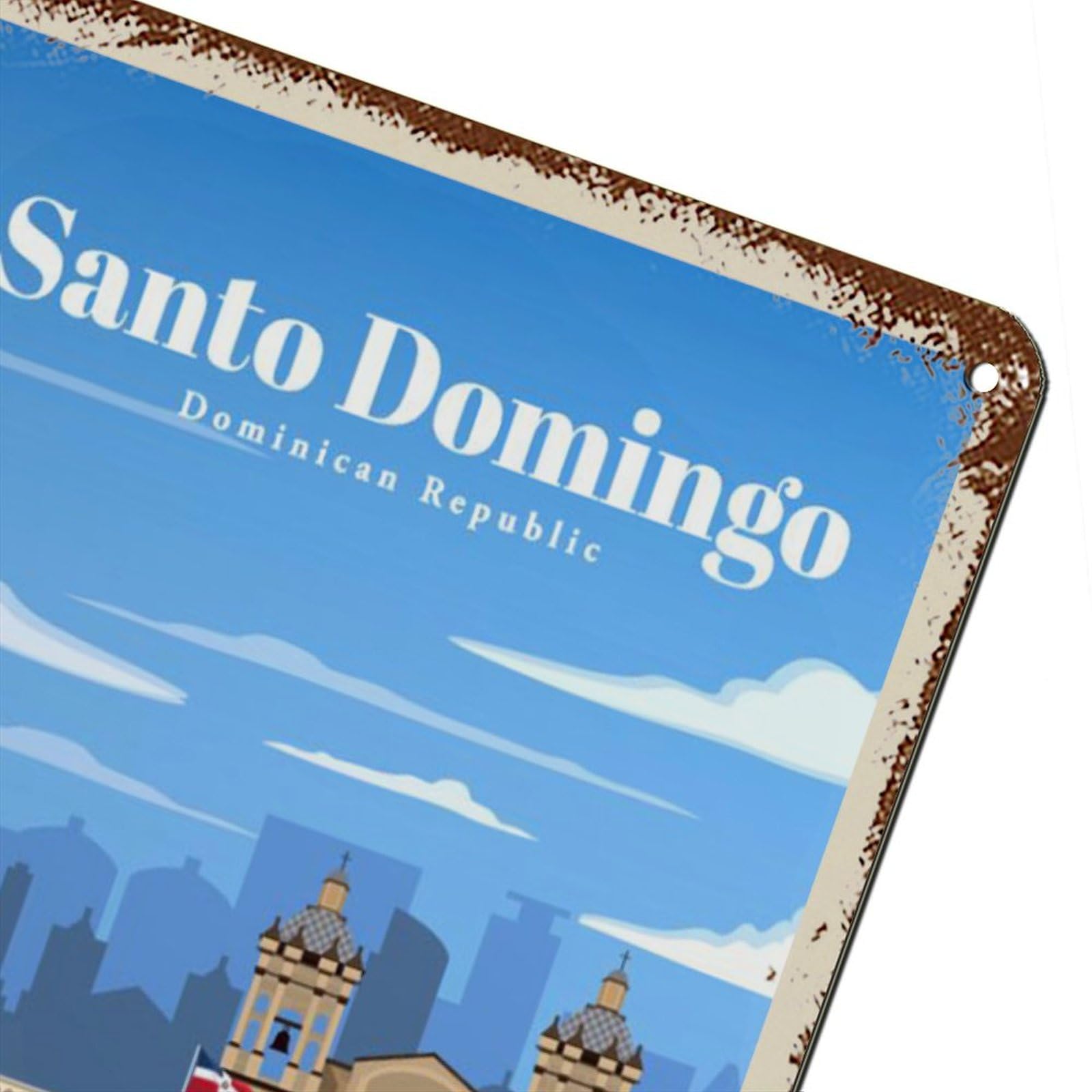 Poster Latta Vintage Santo Domingo 20x30cm – Repubblica Dominicana, Cartello Metallico Per Arredo