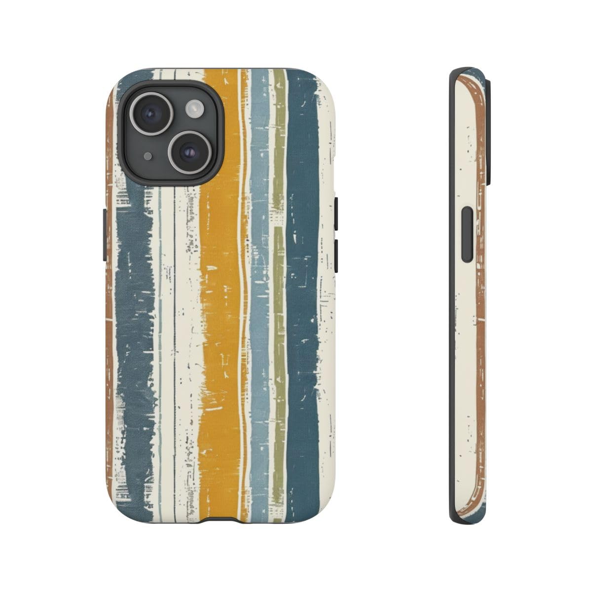 Coque rigide mate iPhone 15 anti-traces motif rayé lin - 4