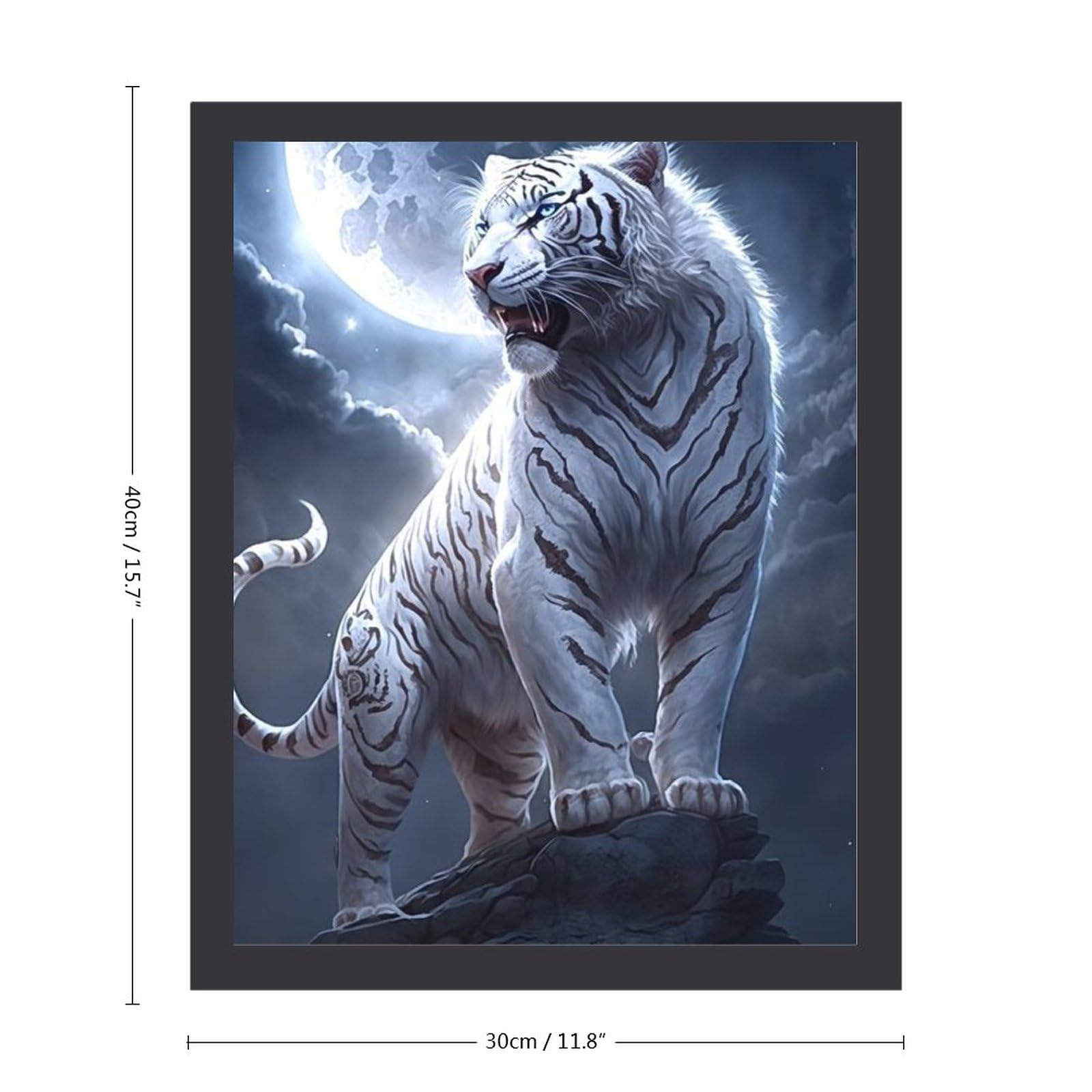 Amazon.co.jp: 岩の上に立つホワイトタイガー 絵画 絵 百獣の王