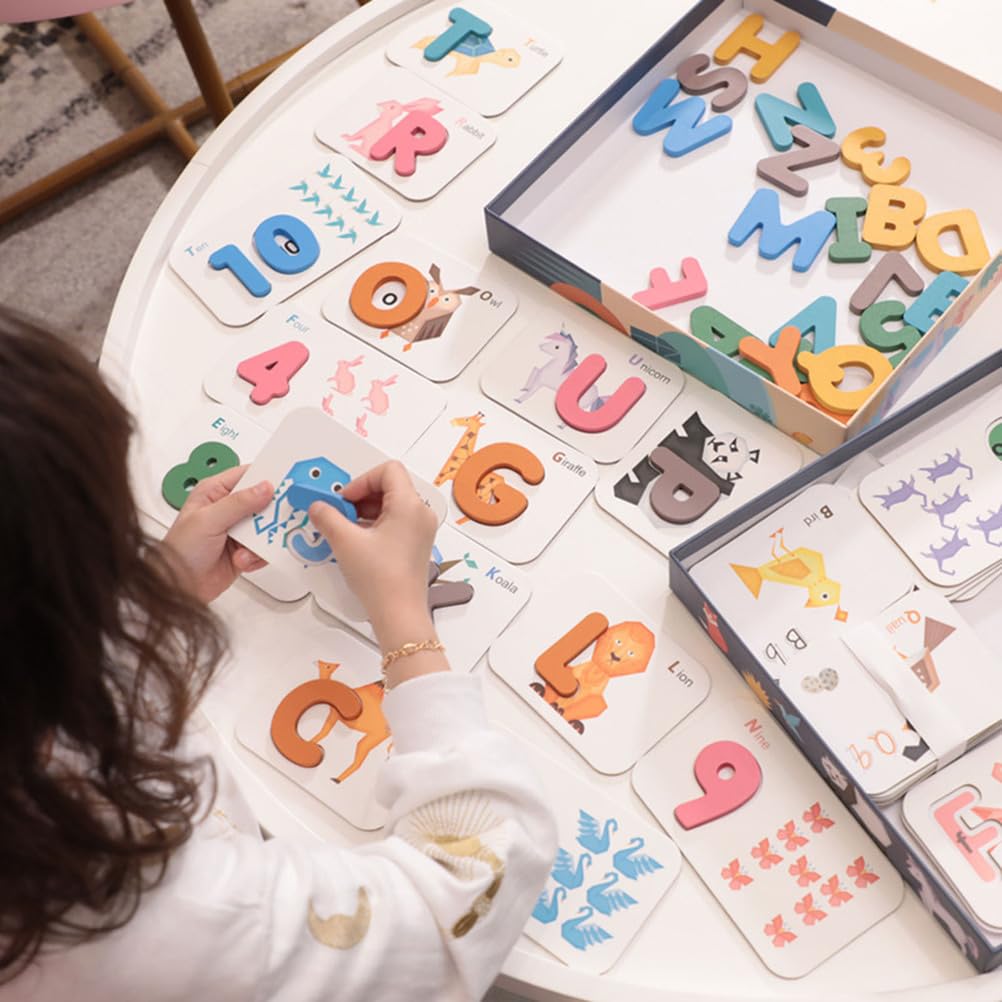 Alphabet- und Zahlenzuordnungsspiel, Holzbuchstaben- und Zahlkarten