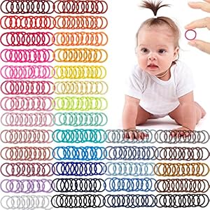 CÉLLOT 360PCS Baby Hair Ties, 36 Multicolors Elastic Hair Ties,2cm in Diameter No Crease Finger Rubber Hair Elastics,Small Thin Hair Ponytail Holders Hair Accessories for Baby Girls Toddlers Kids