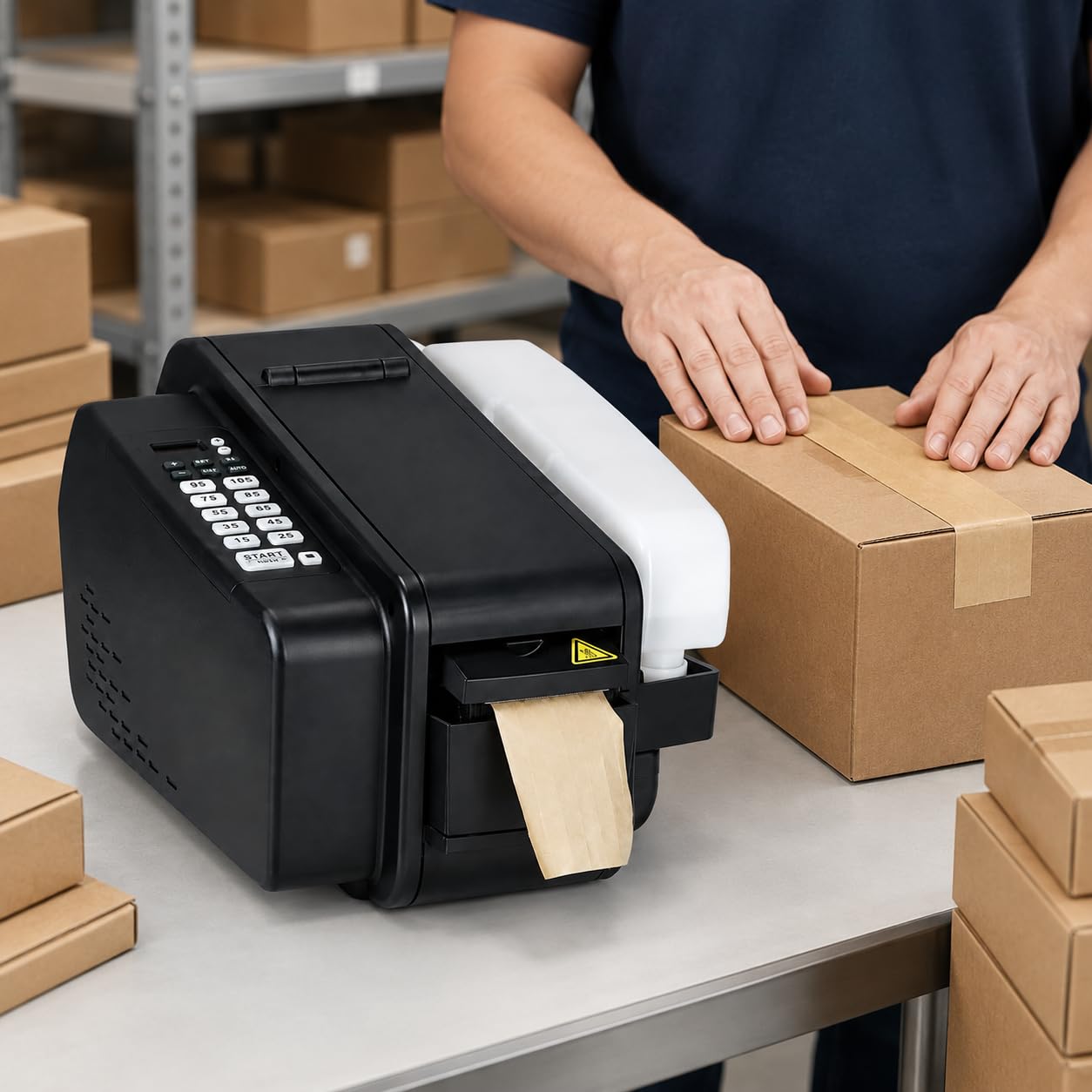 Automatischer Klebebandabroller, elektronischer gummierter Bandschneider für wasseraktivierten Klebstoff, effizient und bequem für Verpackungen, Versand und Kraftpapierprojekte