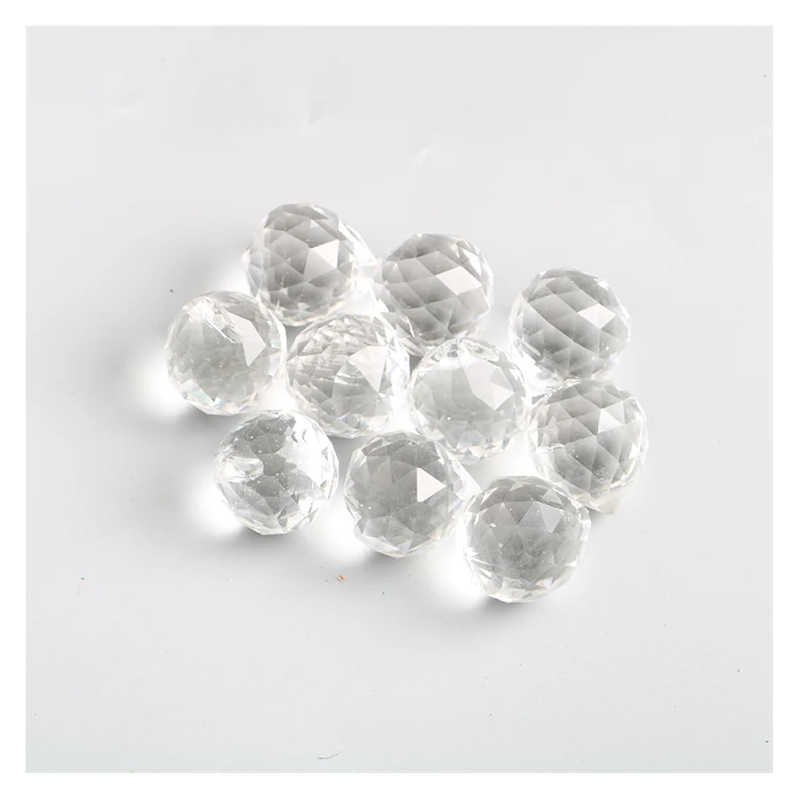 tianwandong 10 stücke Klar Facettierte Kristall Ball Glas Suncatcher Prismen Anhänger Lampe Kronleuchter Teile Fengshui Beleuchtung Zubehör 20/30/40mm(AB,10pcs-40mm ball)
