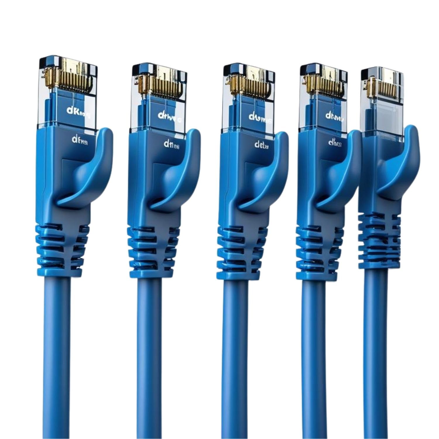 DKURVE® 5 Pack Snagless 0.5M Short Cat 6 Grey UTP Ethernet Patch Cable High Speed, Internet Cable RJ45 Network LAN Cord Compatible with Smart TV Switch Router WiFi Extender Patch Panel - BLUE