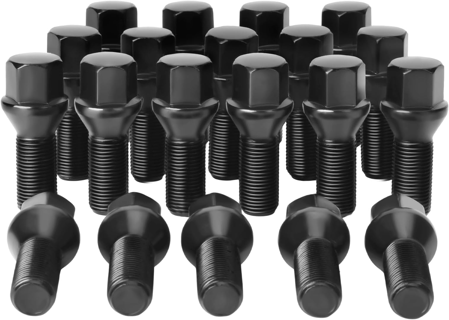 14x1.25 OEM Lug Bolts Fit for BMW 2-Series 3-Series 4-Series 5-Series 6-Series 7-Series X1 X2 X3 X4 X5 X6 M3 M4 M5 M6 i3 i8, M14x1.25 Lug Bolts Black 20PC 28mm Shank Length Conical Seat