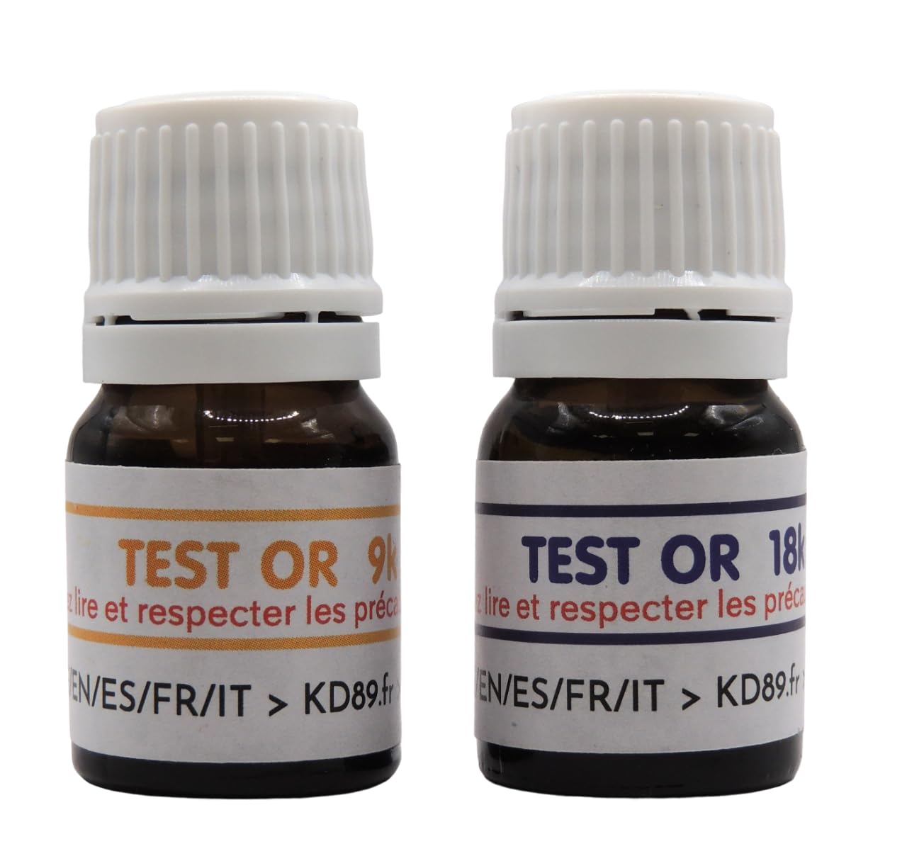 KD89 Assortimento di reagenti/soluzioni per testare l'oro 9 e 18 carati, con pietra di tocco naturale e istruzioni multilingue