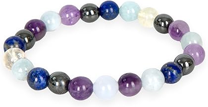 Bracelet Chemin de Vie sur mesure - Pierres Naturelles AA, Perles 4/8 mm/Fleur de vie en bois - Carte explicatif de vos pierres - Pochon Coton Offert Cadeau personalisée (Multi répétition)