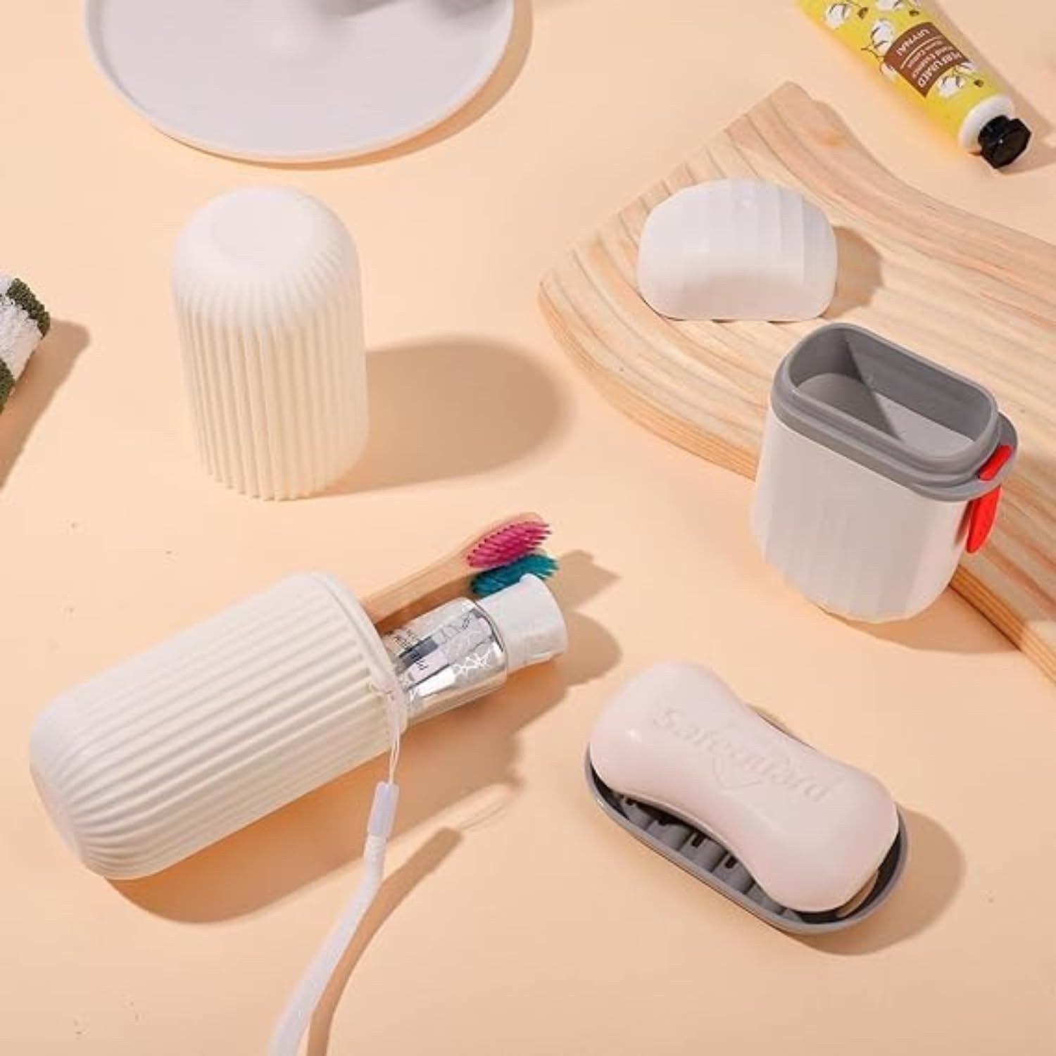 1 Pcs Travel Soap Box with 1 Pcs Toothbrush Case, Durable Waterproof Soap Box with Brush Holder, Soap Case Holder for Bathroom | Toothbrush Holder for Travel Traveling Accessories for Outdoor Camp 1