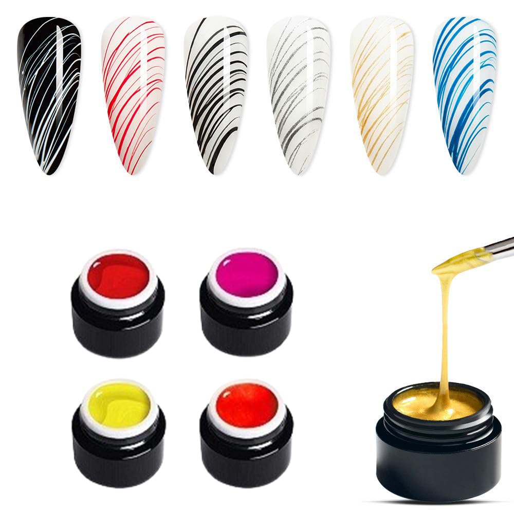 Mclear Spider Gel For Nail Art Colors Spider Gel, DIY Nail Art Manicure Nail Designs Gel Paint Wire Drawing Gel Polish for Line Nail Paint - (Red, Yellow, Pink & Orange) Pack Of 4-picture-49