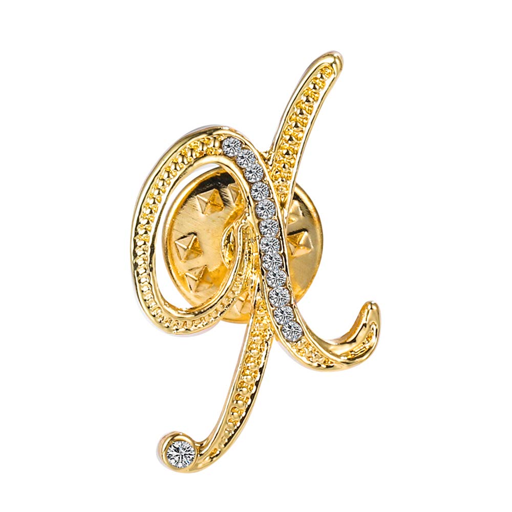 Initial Letter Brooch Pin Small Lapel Pin Tie Tack Name Personalized Gifts for Women Men Gold A-Z