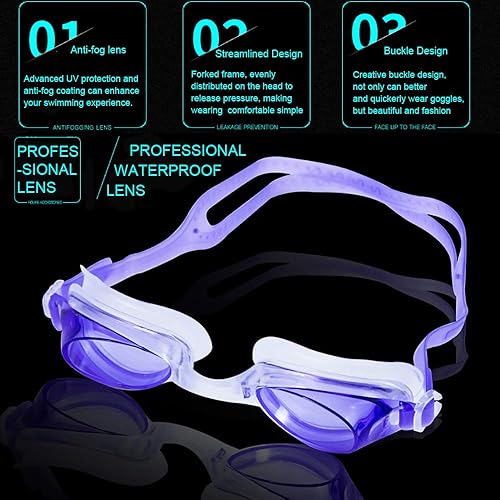 Miniatura 4 de Peicees 4 Pack Swim Goggles for Kids 6-14 with Earplugs and Case Clear Anti-Fog