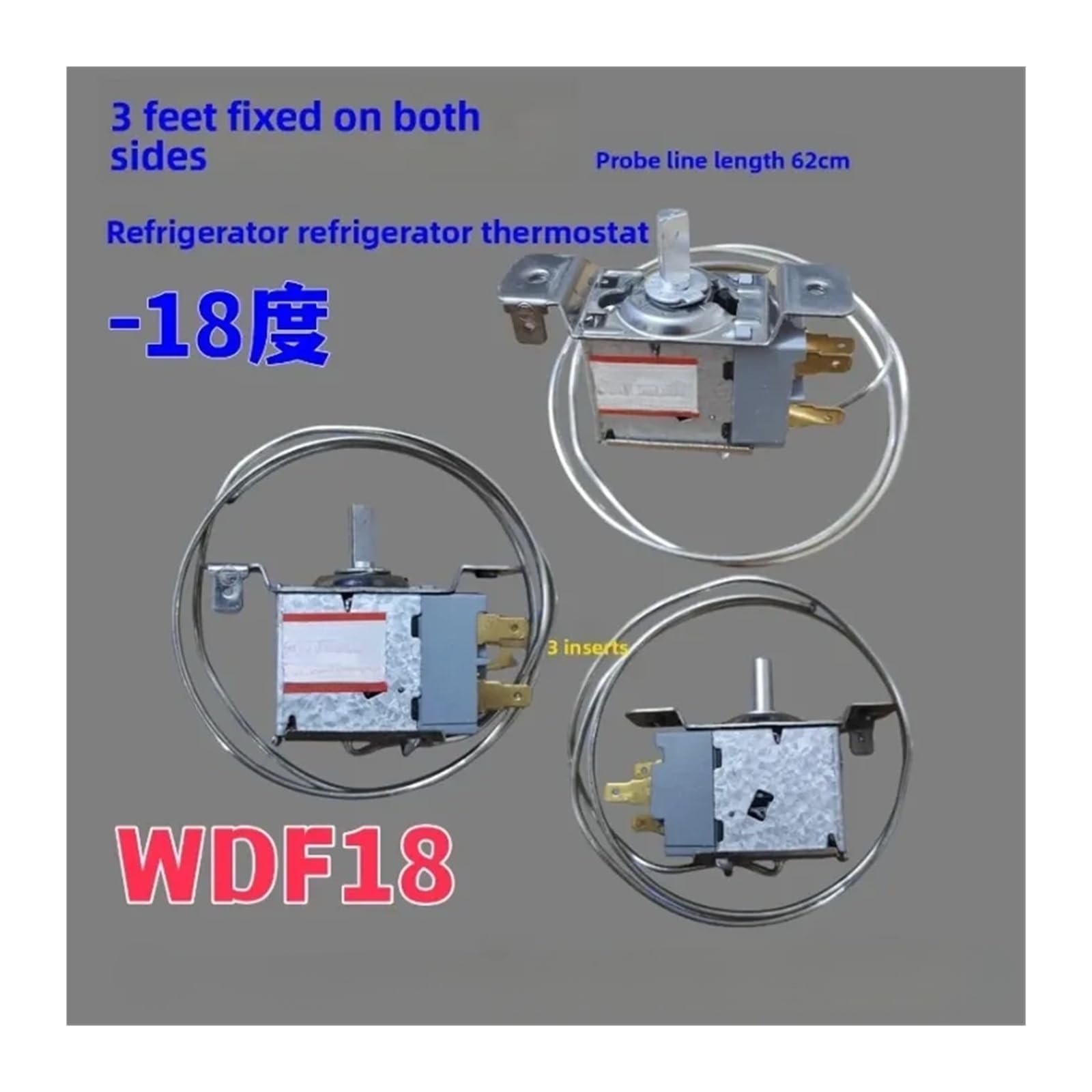 Interruttore Di Controllo Della Temperatura Del Frigorifero WDF18 Termostato Meccanico A Tre Pin 3 Termostato Fisso Plug-in Su Entrambi I Lati