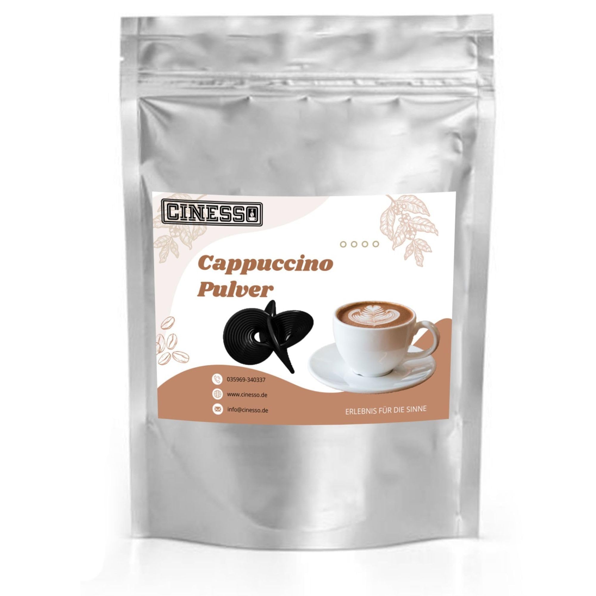 Cinesso Lakritz Cappuccino Pulver - Kaffee mit Lakritz Geschmack - Löslicher Cappuccino ohne Kaffeemaschine - Einfache Zubereitung mit heißem Wasser (10 Kg)