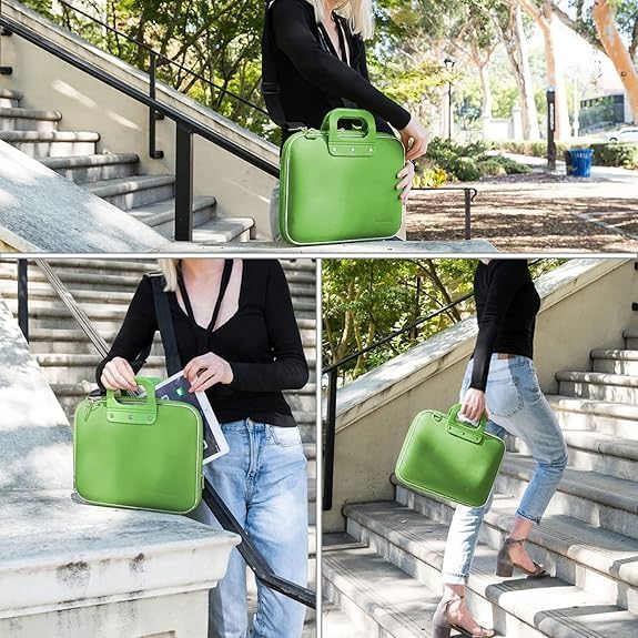 Miniatura 5 de Bolsa de mensajero para laptop de 15 pulgadas, compacto, ligero y elegante con almacenamiento de acordeón y múltiples bolsillos