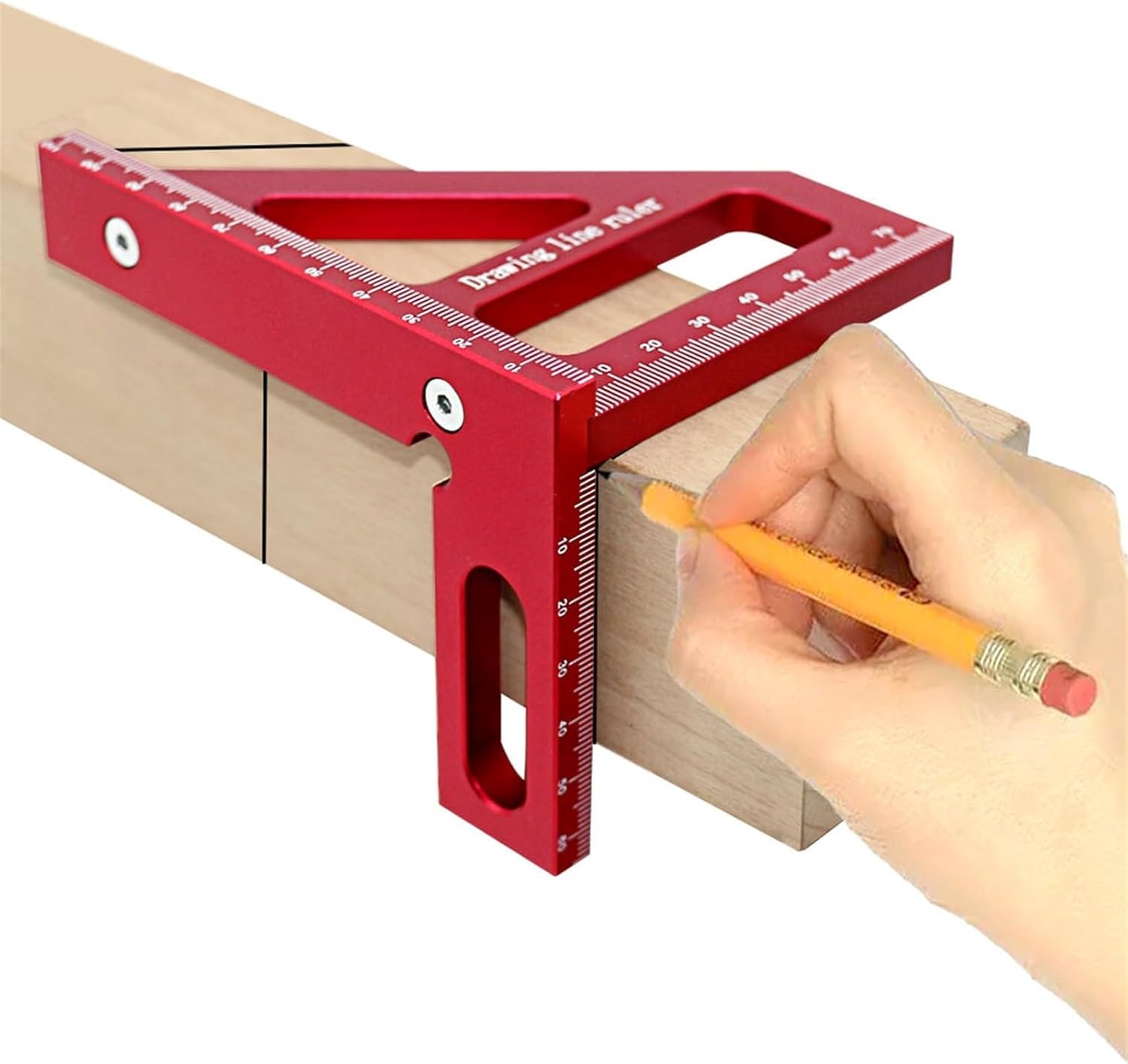 Squadra da Falegname - Goniometro per Lavorazione del Legno, Righello Triangolare in Alluminio, misurazione a 45/90 Gradi, 3D.